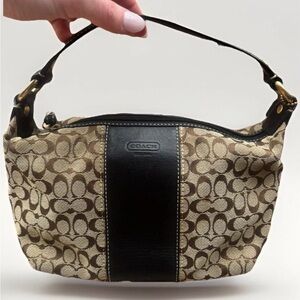 VINTAGE Y2K COACH logo Signature Brown Canvas Demi Mini Shoulder Bag Purse